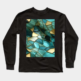 Funky Facade: Trompe-l’oeil Green Turquoise and Gold Long Sleeve T-Shirt